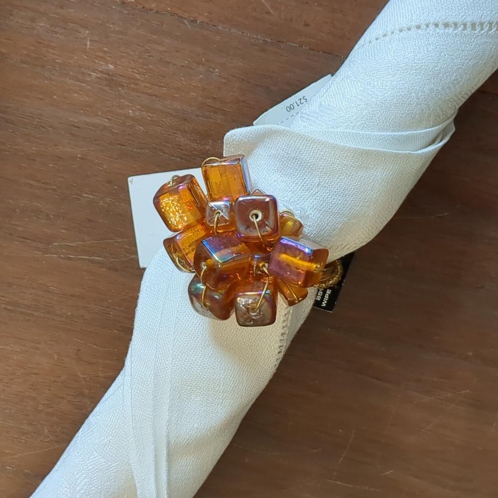 Kim Seybert Amber Array Napkin Rings NWT